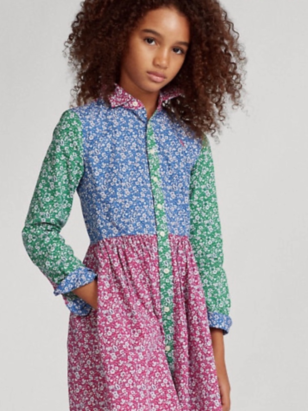 Polo Ralph Lauren floral color block shirtdress girls 6X